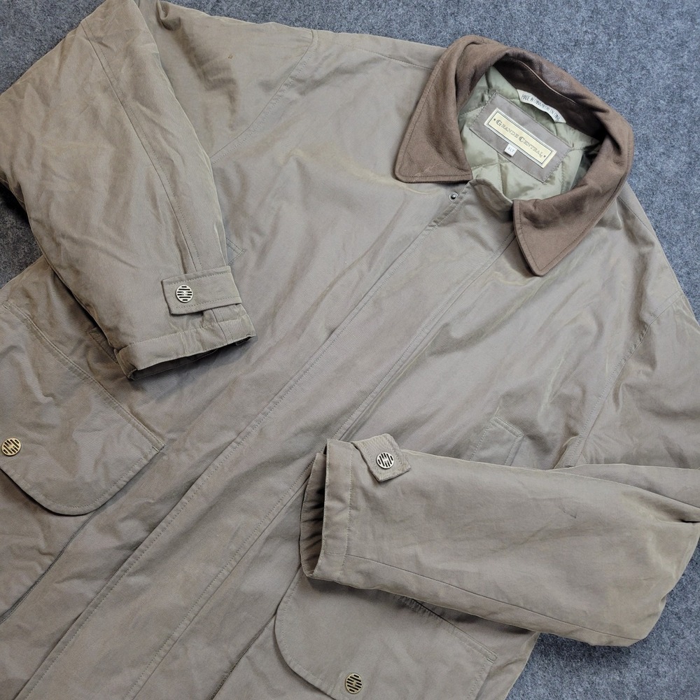 Grande Central Chore Coat Mens XLT Tan Quilted Plaid Lined Barn Work Outdoor